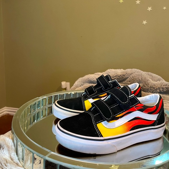 flame velcro vans